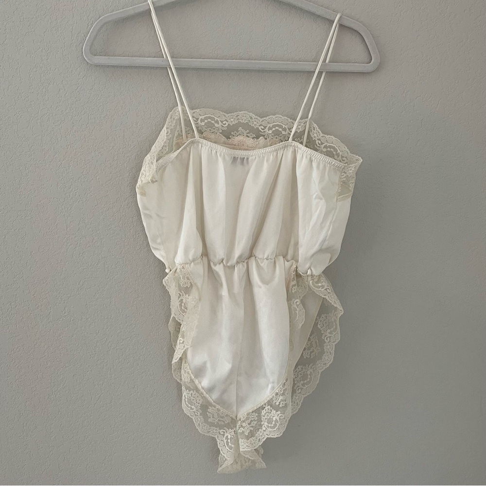 Vintage Gilead Satin Lace Romper Nightie Small Made in USA - Picture 6 of 8